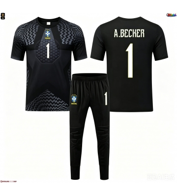 Brazílie Alisson Becker #1 Brankář Domácí dres komplet pro Děti MS 2026 Krátkým Rukávem (+ Krátké kalhoty)